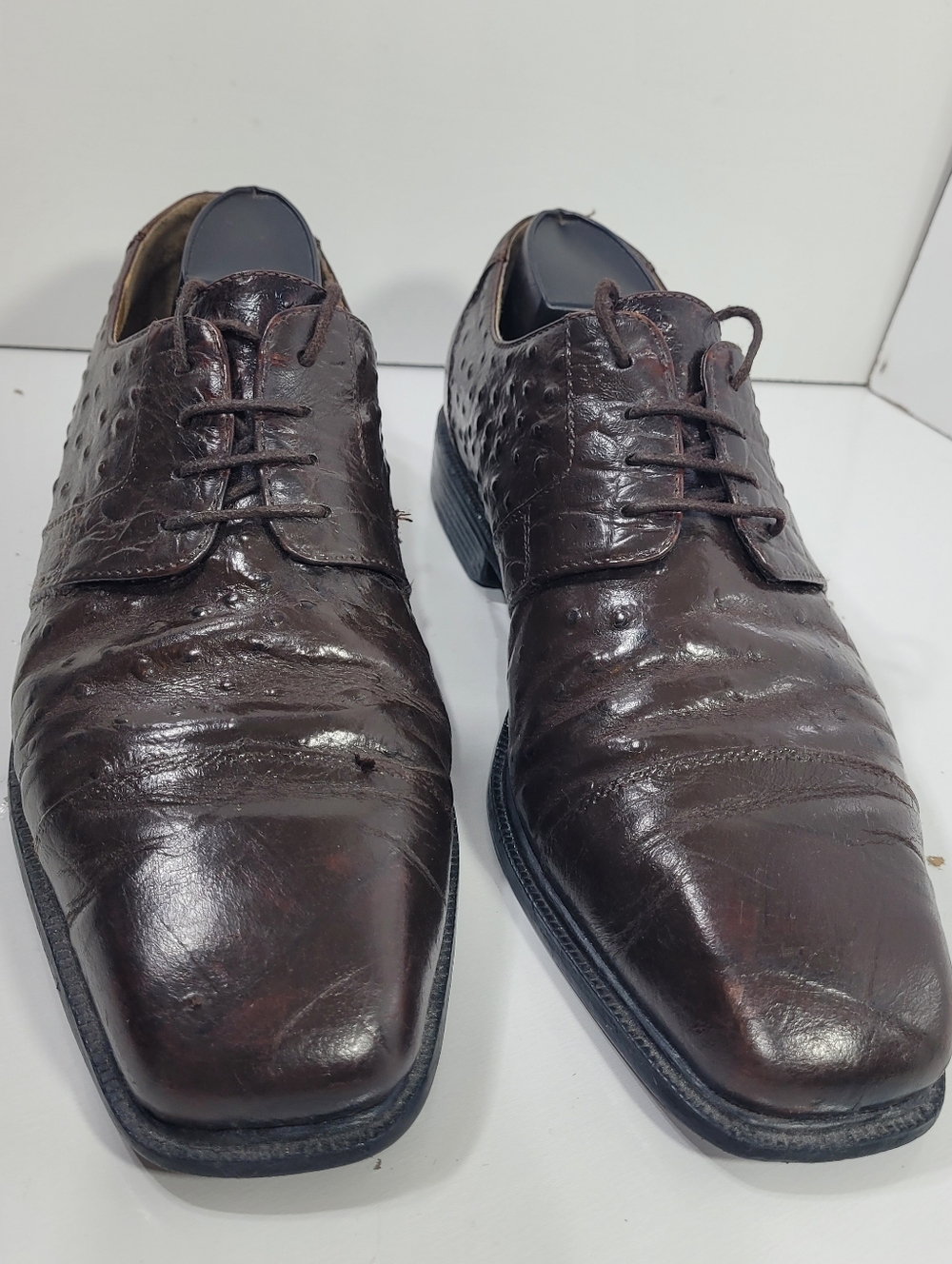 Giorgio Brutini Men’s Size 11 Brown Ostrich Print Leather Oxford Dress Shoes